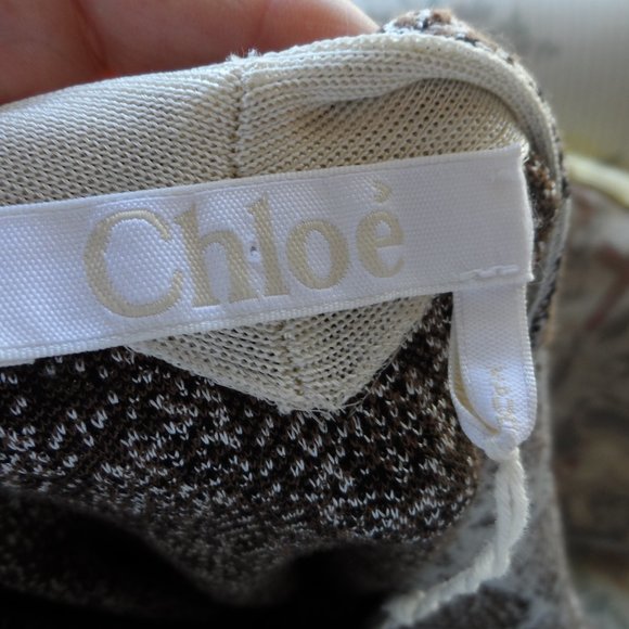 Chloe Brown Multi Python Print Knit Sheath Dress w/ Ruffle Hem Detail Size M - Picture 15 of 16